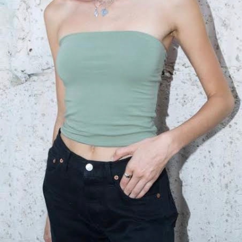 Brandy Melville sage green tube top!!